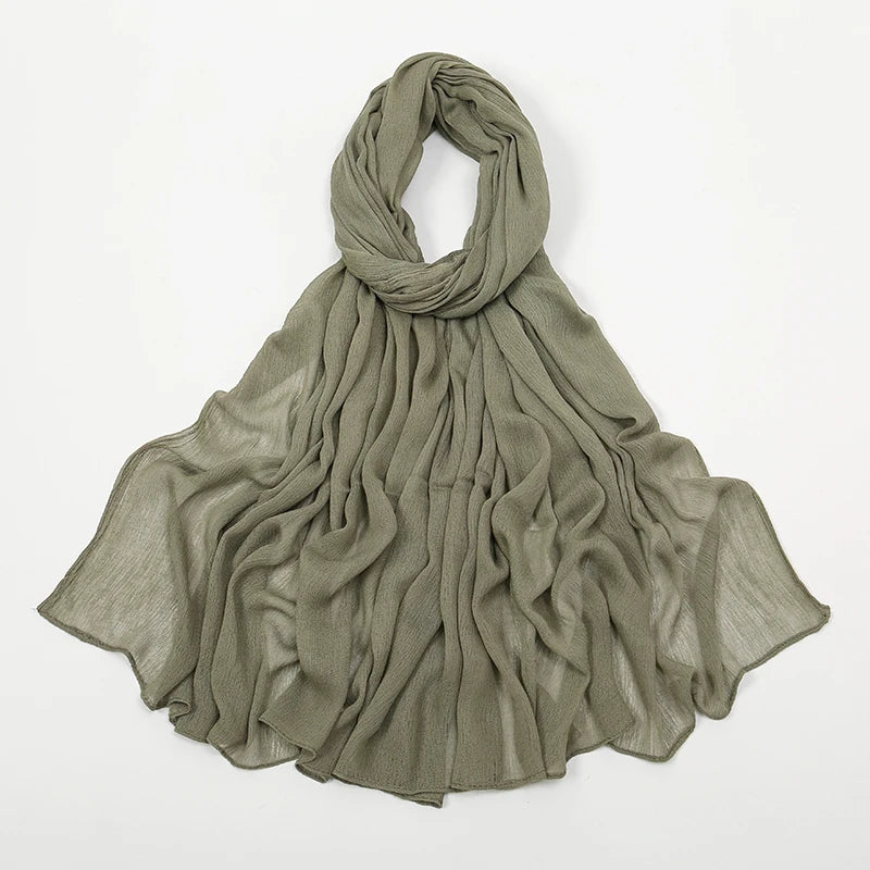 New Crinkle Rayon Hijab For Women Muslim Scarf Long Shawls Solid Islamic Turban Headband Heascarf Wraps Ramandan Headband