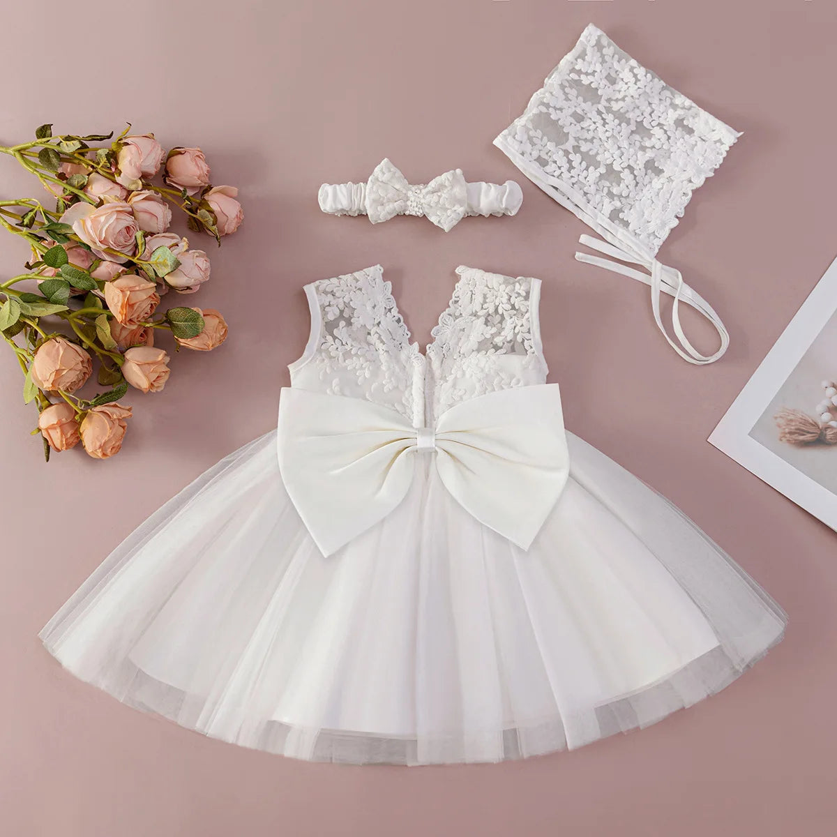 Hetiso Baby Girls Dress Long Sleeve Kids First Birthday Ball Gown Infant Dresses for Baptism Bridesmaid party 3-24 month