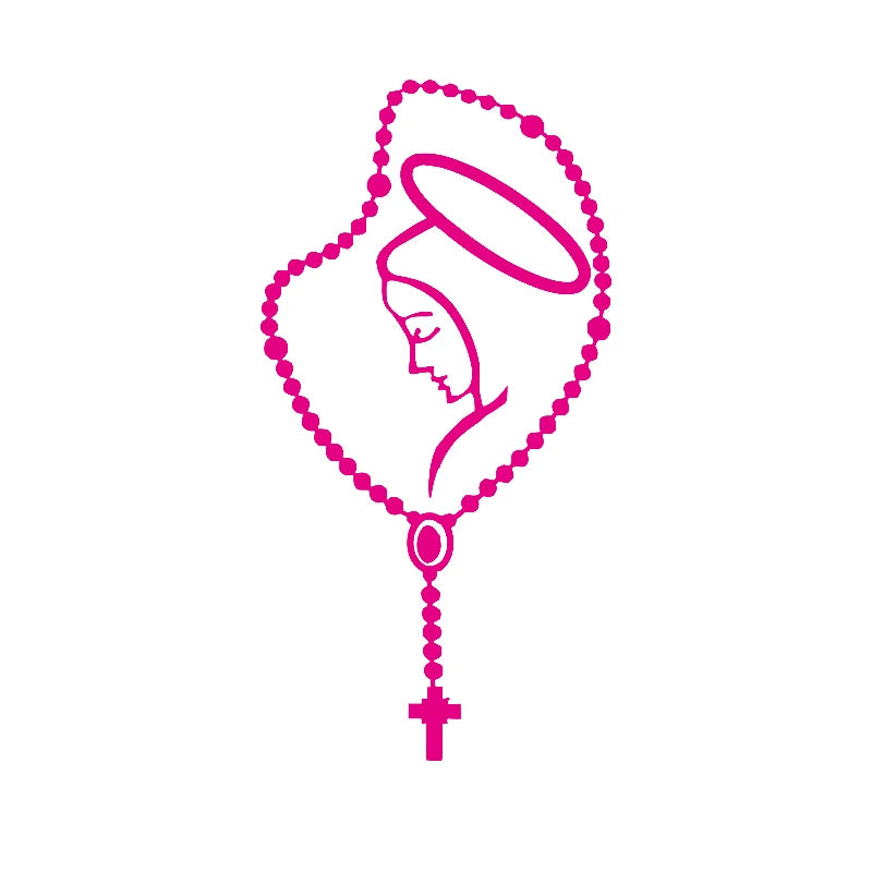 Rosary Virgin Mary Fatima vinyl catholic laptop car bumper stickers decals Catholic Religous Virgen Latin God