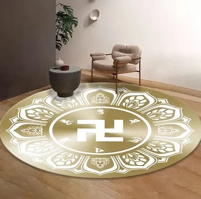 Six character mantra floor mat meditation mat energy yoga meditation mat circular anti slip mat