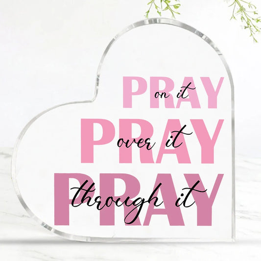 Christian Gifts For Women Faith, Prayer Gifts For Women, Inspirational Bible Verse Heart Acrylic Sign, Pink Prayer Christian Dec