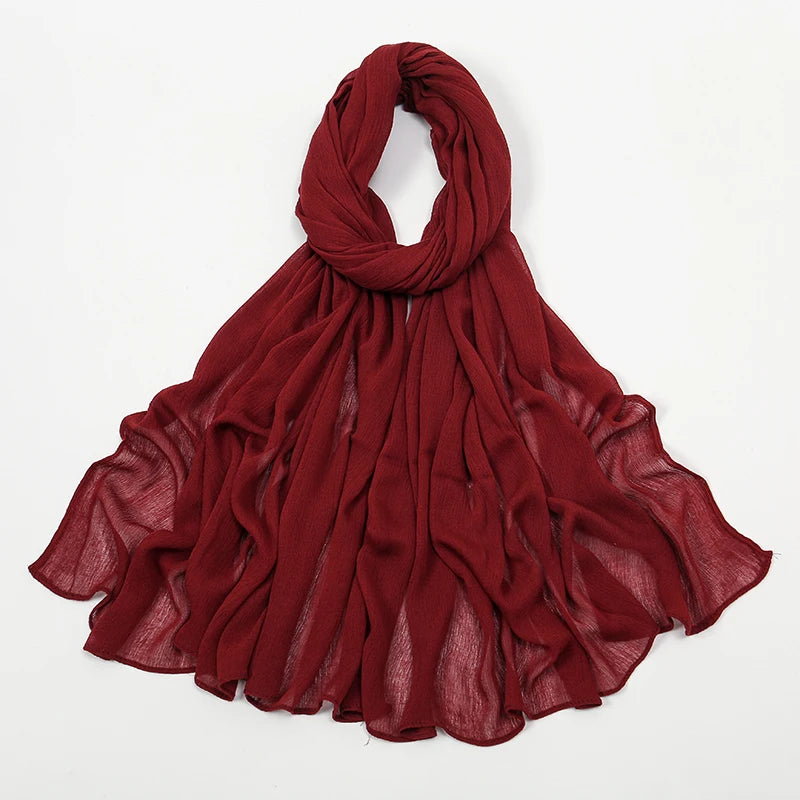 New Crinkle Rayon Hijab For Women Muslim Scarf Long Shawls Solid Islamic Turban Headband Heascarf Wraps Ramandan Headband