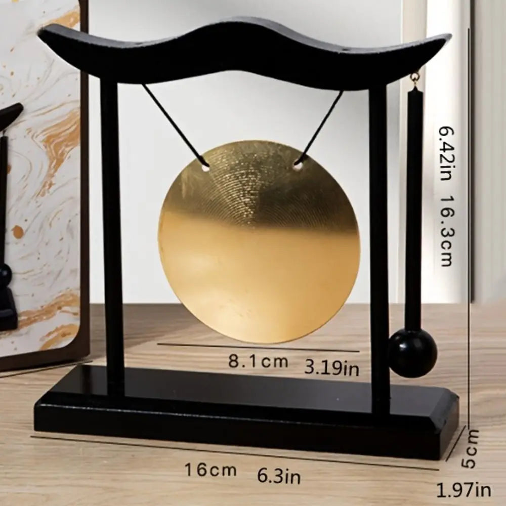 Retro Relaxation Desktop Gong Fortune Creative Copper Bell High Volume Wood Frame Feng Shui Metal Cymbals House Warming