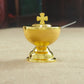Holy Grail Communion Cup with Spoon Zinc Alloy Golden Cross Design Church Mass Supplies for Eucharist Religious Ceremonies