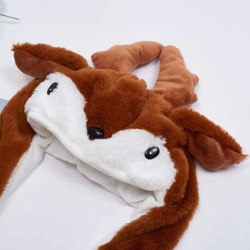 Plush Christmas Hat Interactive Game Windproof Elk Christmas Dress Up Doll Hat Cute Cartoon Santa Hat Ears Move Party Headdress