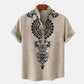 Men's shirt ethnic style 3D printing henley shirt, men's fashion button down collar short sleeve, high quality men's tops