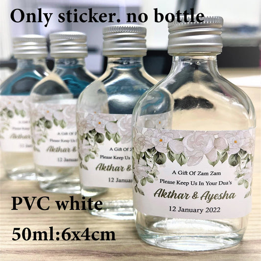 100pcs Custom A Gift Of Zam Zam Sticker Water Bottle Label Wedding Favours Hajj Umrah Mubarak Nikkah Adhesive Guest Gift Baptism