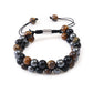 Double Layer Natural Healing Stone Bracelet White 7 Chakra Indian Yoga Beads Bracelet Adjustable Braided Rope Jewelry Gifts