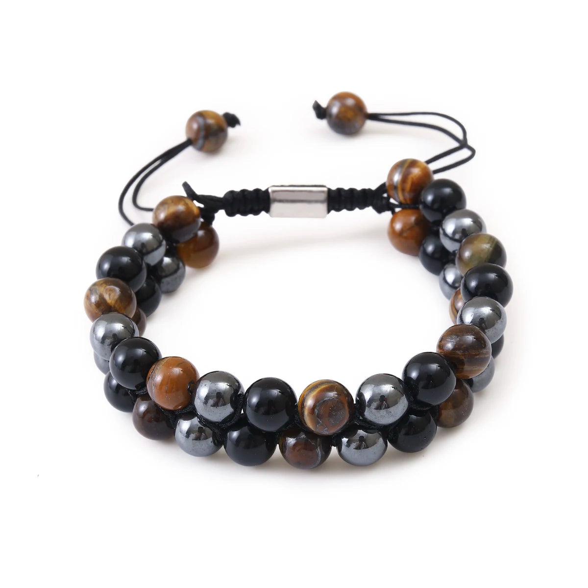 Double Layer Natural Healing Stone Bracelet White 7 Chakra Indian Yoga Beads Bracelet Adjustable Braided Rope Jewelry Gifts