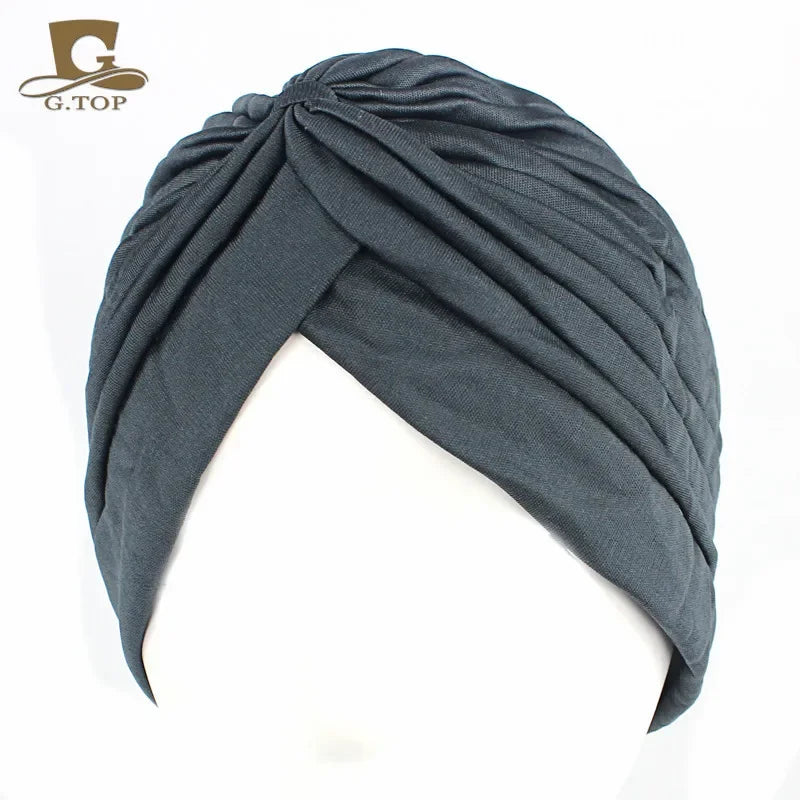 NEW Luxury Divas Stretchable turban Head wrap hat with beaded pendant women Headwear
