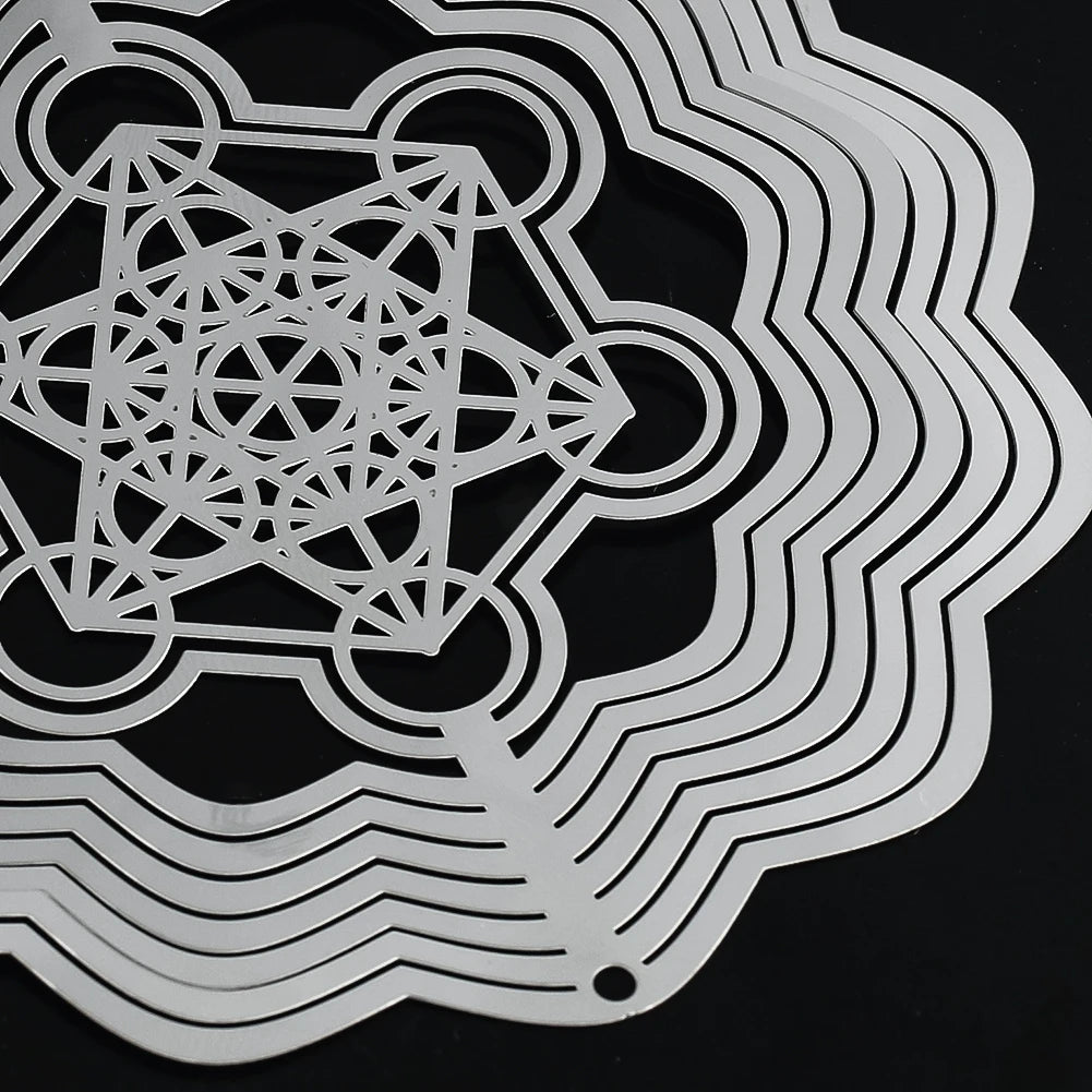 Metatron Cube Wind Spinner Archangel Sacred Geometry Amulet Religious Spiritual Meditation Hanging Decor Rotating Wind Catcher