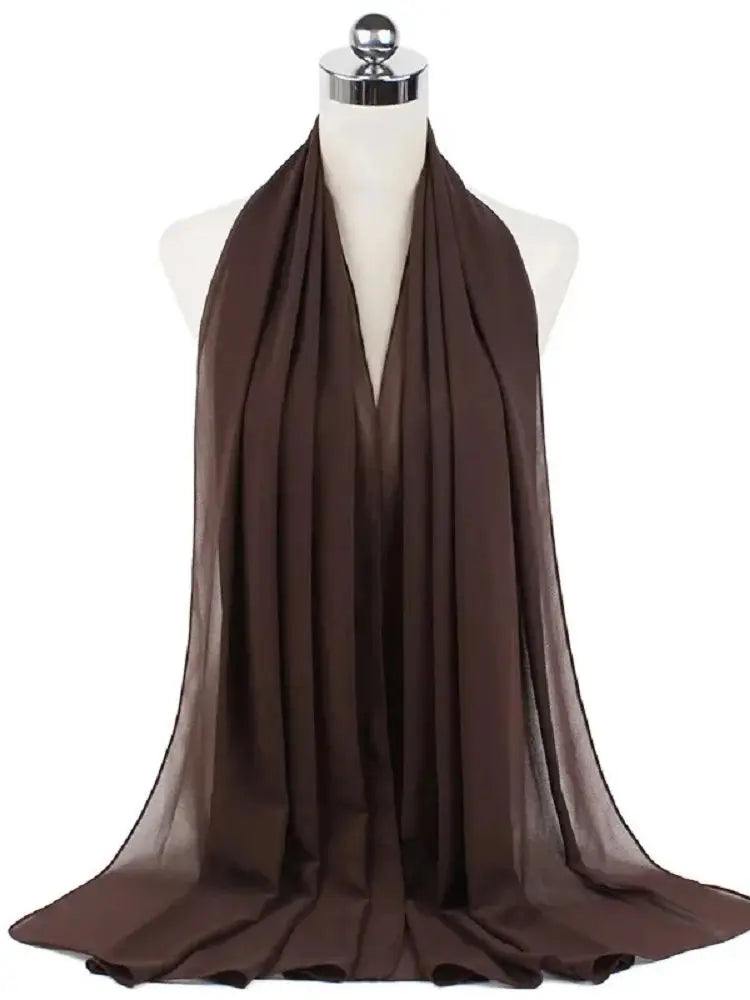 New Fashion Women Solid Chiffon Headscarf Ready To Wear Instant Hijab Scarf Muslim Shawl Islamic Hijabs Arab Wrap Head Scarves