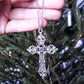 Y2K Punk Crystal Big Cross Pendant Necklaces for Women Men Gothic Irregular Cross Clavicle Chain Necklaces Aesthetic Jewelry