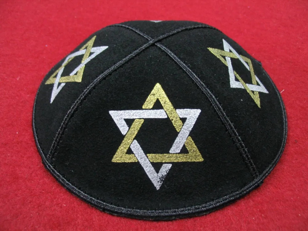 PRINTED SUEDE LEATHER KIPPAH JEWISH KIPPAH LEATHER YARMULKE KIPPAH
