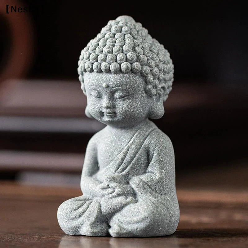 Chinese Style Buddha Statue Cute Little Monk Figurines Fish Tank Moss Landscaping Zen Oriental Aesthetic Garden Decoration〔Nest〕