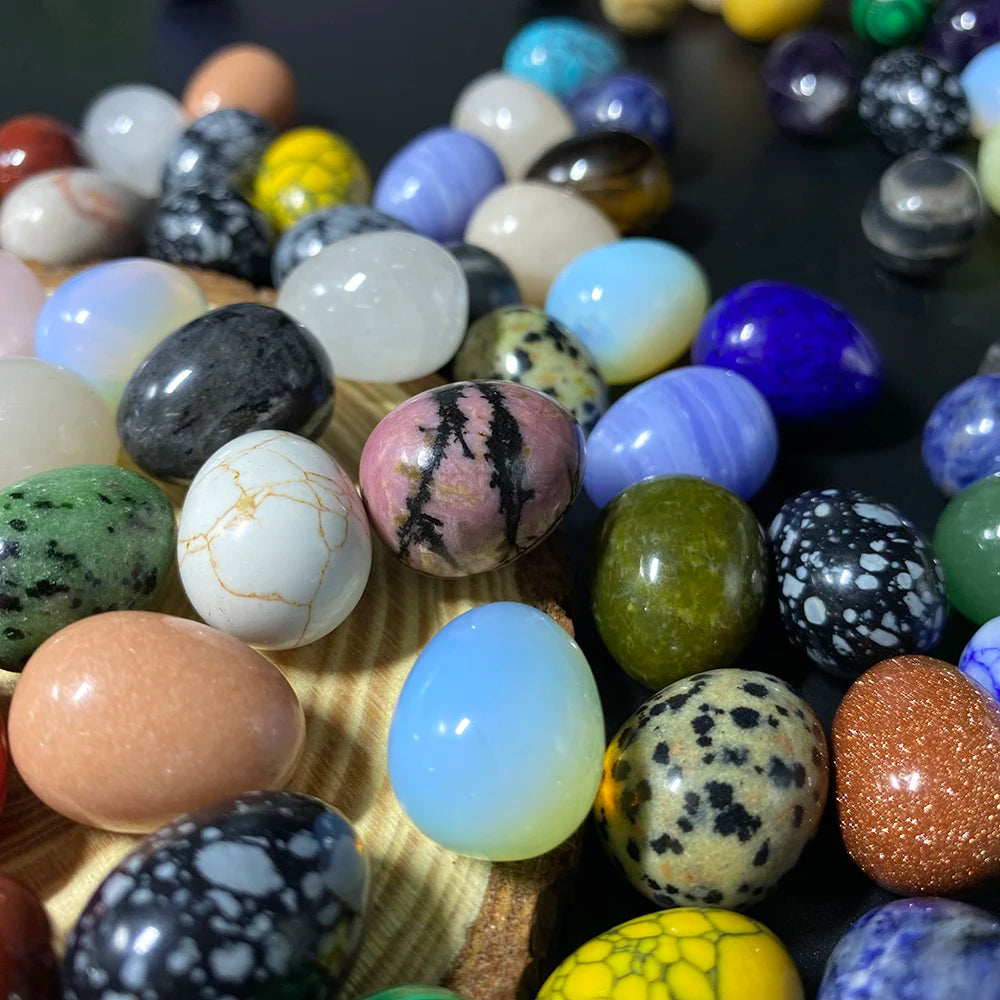 EG1-7 Mini Natural Stone Egg, Small Polished Egg Shaped Stone for Meditation Stress Relief Fidget Palm Desk Decor Gift