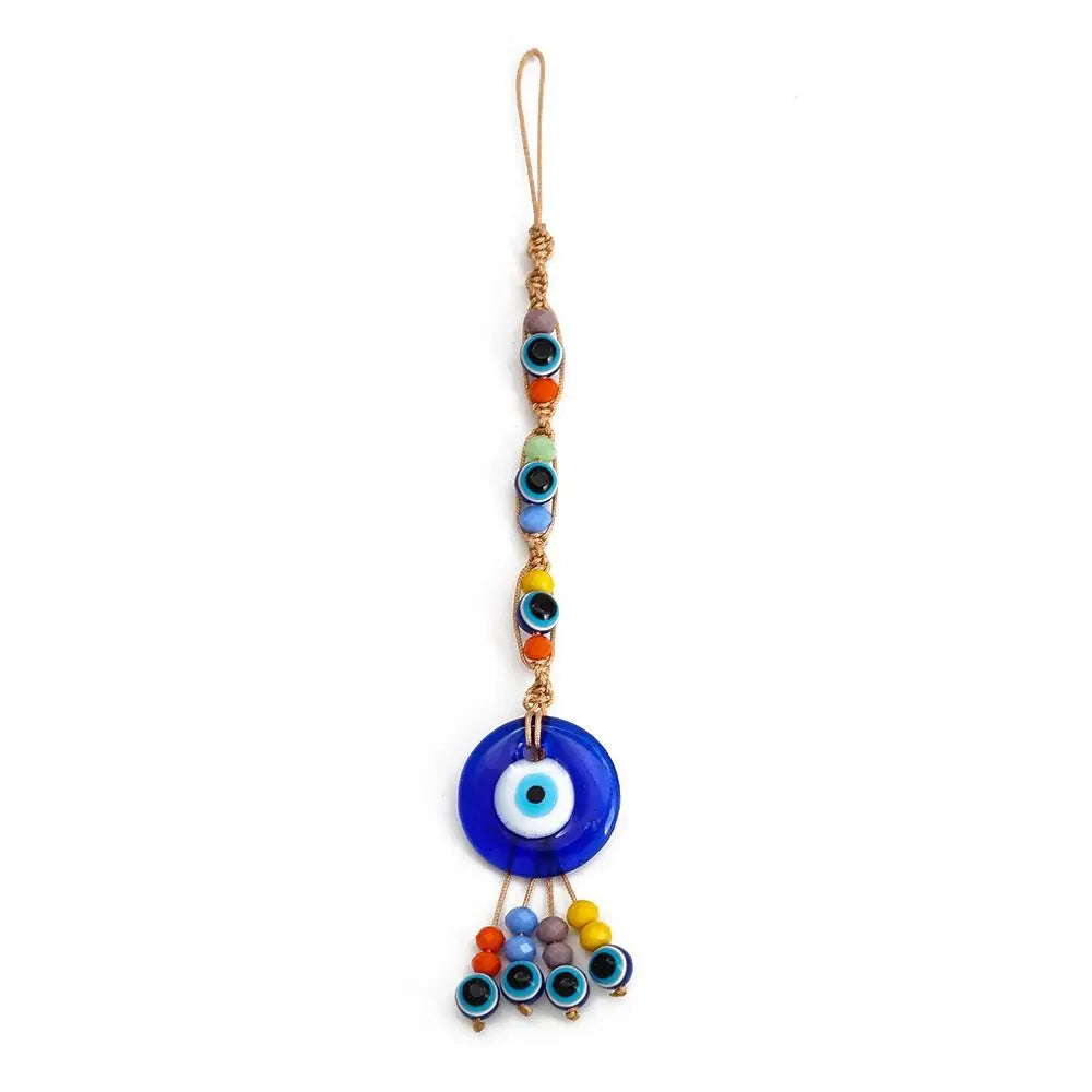 Demon Eye Lucky Charm Car Ornaments Protection Tassel Crystals Feng Shui Car Decor Turkish Blue Eye Retro Glass Pendant Gifts