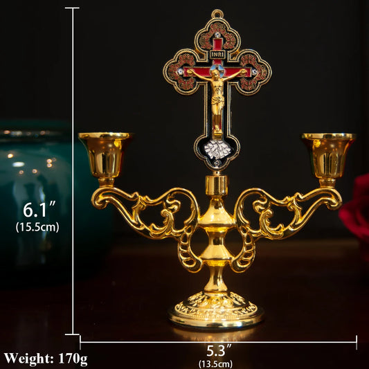 Orthodox Cross Menorah, Jesus Menorah, Zinc Plated Menorah, Church Supplies, Religious Gifts