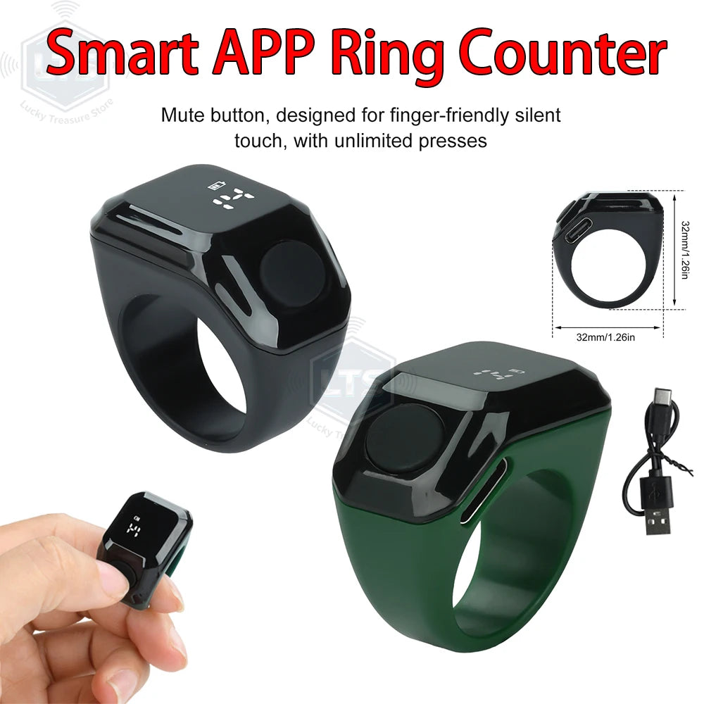 Smart App Ring Counter OLED Digital Display Bluetooth Counter Time Reminder Wearable Prayer Bead Counter