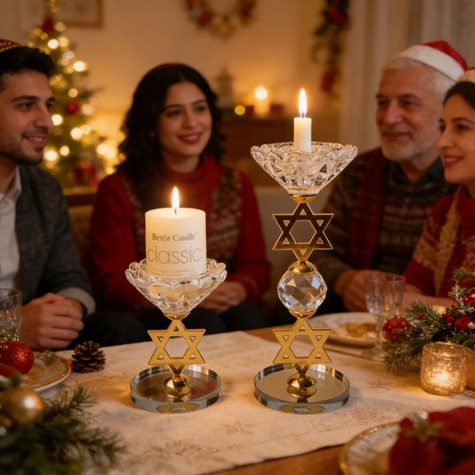Crystal Star of David Candle Holders Set of 2 Hanukkah Menorah Jewish Shabbat Wedding Decor Elegant Tealight Votive Stick Holder