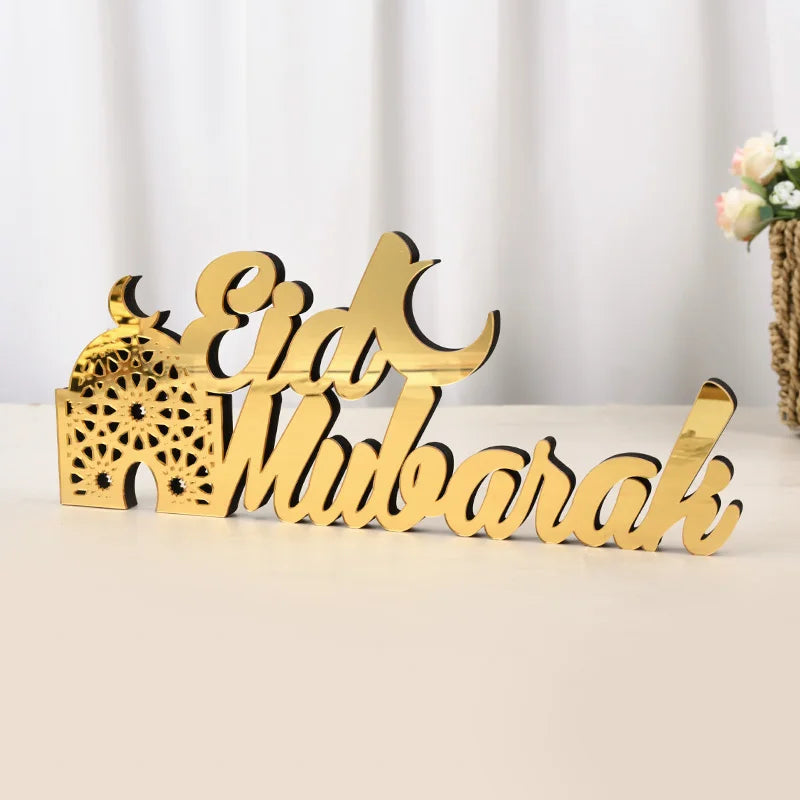 Eid Mubarak Acrylic Ornament Ramadan Mubarak Home Table Decoration Wooden Sign 2026 Islamic Muslim Party Decor Eid Al Adha Gift