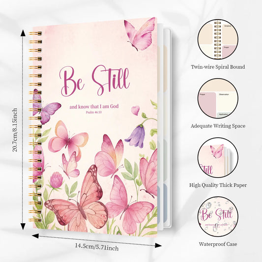 A5 SOAP Bible Study Planner Spiral Notebook for Women, Christian Prayer Journal with Scripture Observation Application Pages