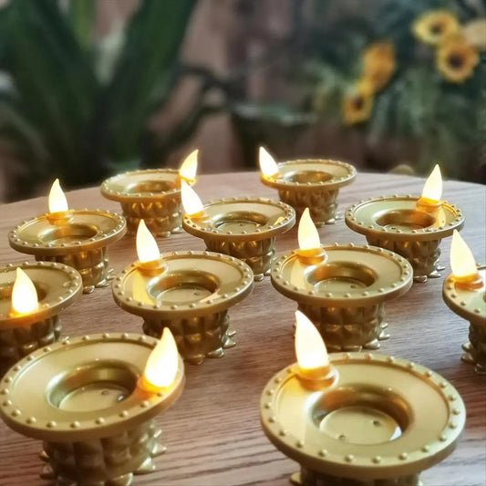 NEW 12 Pcs Diwali Diyas Lamp Decorations, Diwali Led Water Sense Lights, Waterproof Flameless Lotus Tea Lights,Oil Lamps