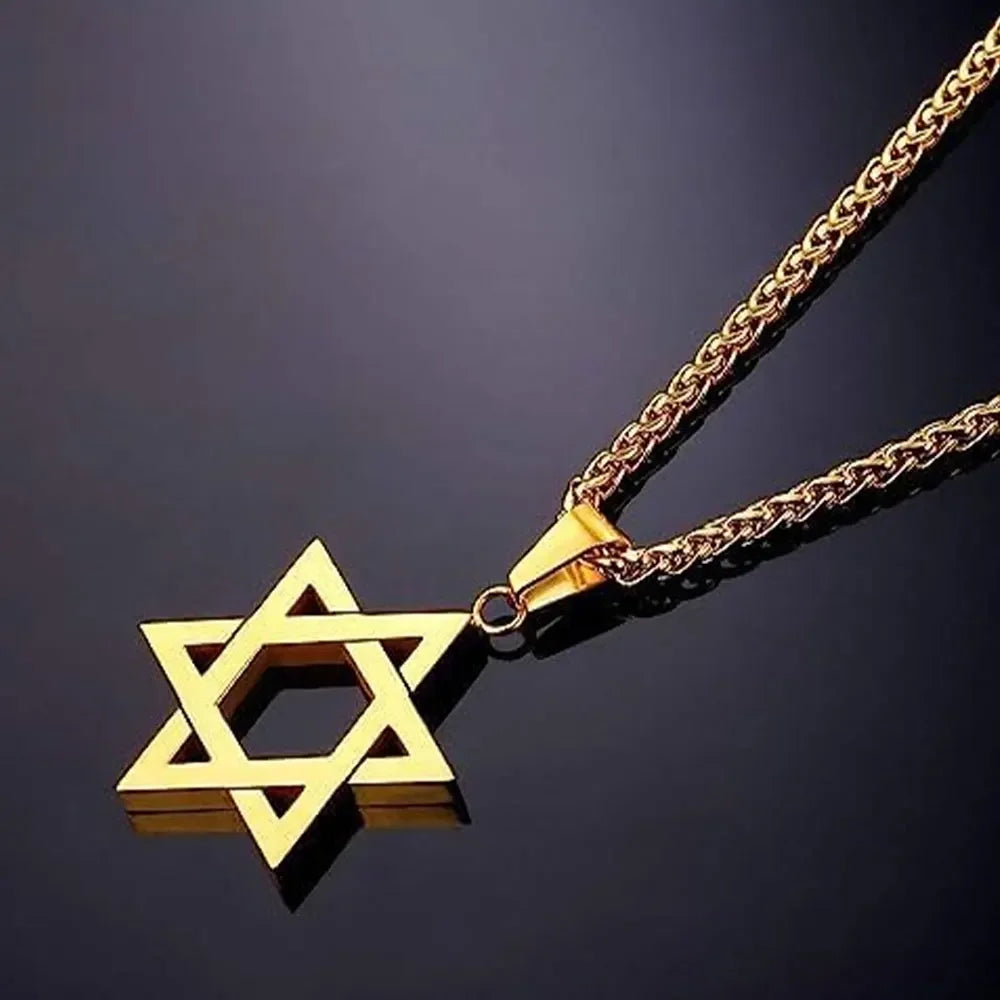 YILUOCD Star of David Protective Amulet Necklace Judaica Israel Religious Necklaces for Men Stainless Steel Supernatural Jewelry