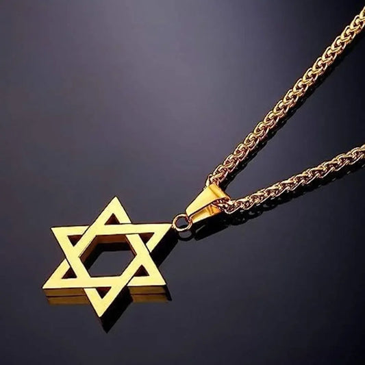 YILUOCD Star of David Protective Amulet Necklace Judaica Israel Religious Necklaces for Men Stainless Steel Supernatural Jewelry