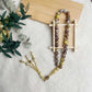 10mm Large Flower Beads 33pcs Glass Prayer Beads Muslim Tasbih Golden Tassel Handmade Rhombus Shape Retro Style Jewelry