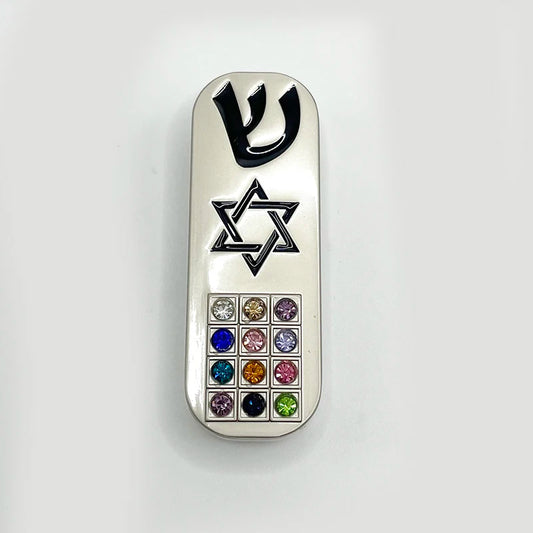 Protection Car Mezuzah with Travelers Prayer Scroll Jewish Star of David & 7 Branch Menorah Design Judaica Gift