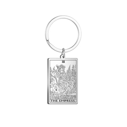 Dawapara Tarot Cards Keychains Stainless Steel Vintage Amulet Good Luck The Major Arcana Keyring Wiccan Jewelry