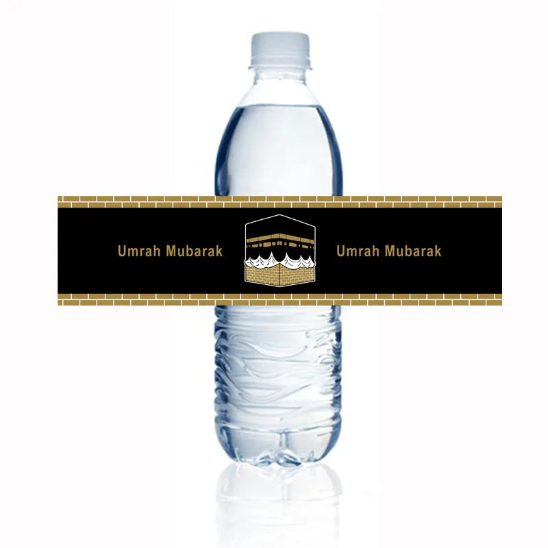 Umrah mubarak Water Bottle Sticker hajj mubarak Bottle Labels Paper Wrapper Eid Party Supplies