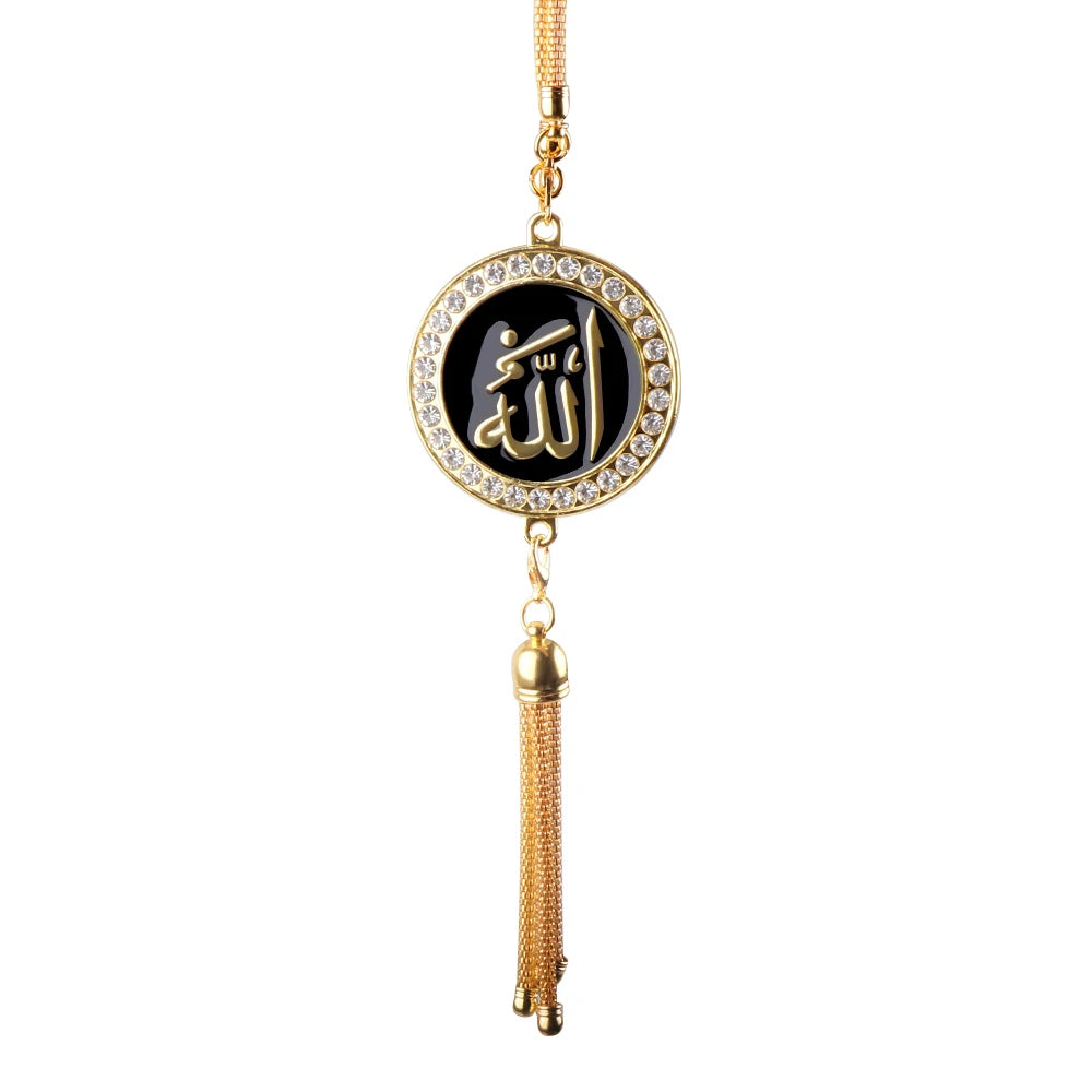 Car Hanging Pendent Arabic Muslim Islamic God Allah Badges Logo Auto Interior Rearview Mirror Ornaments Decoraction Accessories