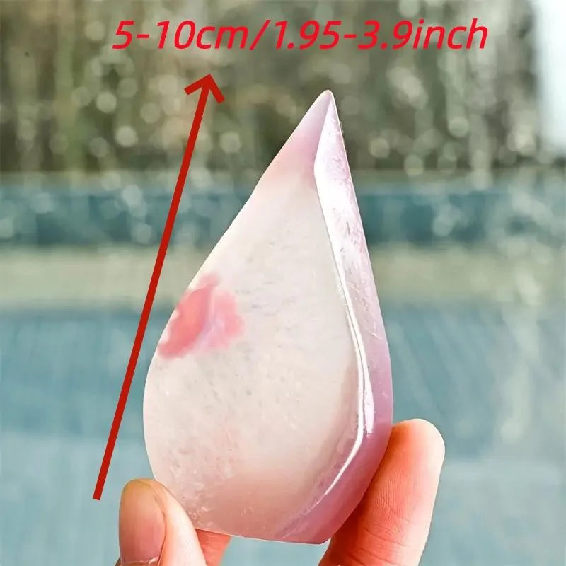 1pc Pink Agate Water Drop Ornament, Unique Natural Crystal Home Decor Gift for Collectors & Beginners