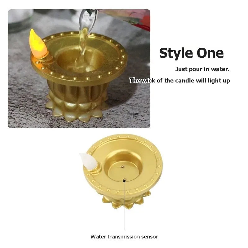 RMWIN-Diya LED Water Sensor Lights 24 Pcs, Waterproof Flameless Tea Light For Diwali For Home, Temple, Pooja, Return Gift