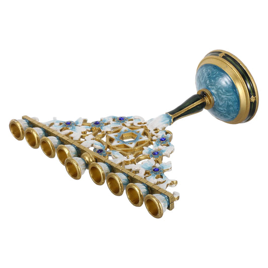 Enamel Hanukkah Menorah 9 Branch Vintage Menorah Holder Religious Candelabrum Table Decorations Chanukah Stand