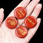 4Pcs Natural Lapis Lazuli Stones Engraved Chakra Symbols Polished Palm Stones for Reiki Crystal Healing Balancing