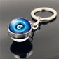 Blue Türkiye Eye of Evil Key Chain Pendant Double Crystal Glass Ball Pendant Metal Key Chain Pendant