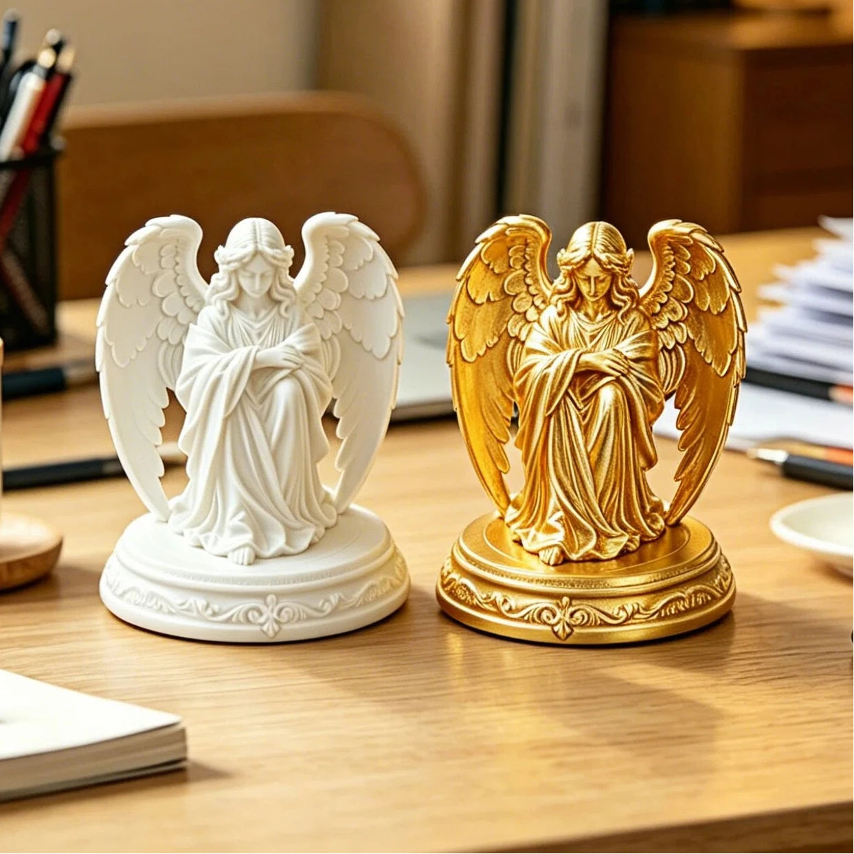 Sitting Angel Figurine, Exquisite Guardian Angel Sculpture for Home Decor, Aesthetic Room Desktop Ornament, Perfect  Gift