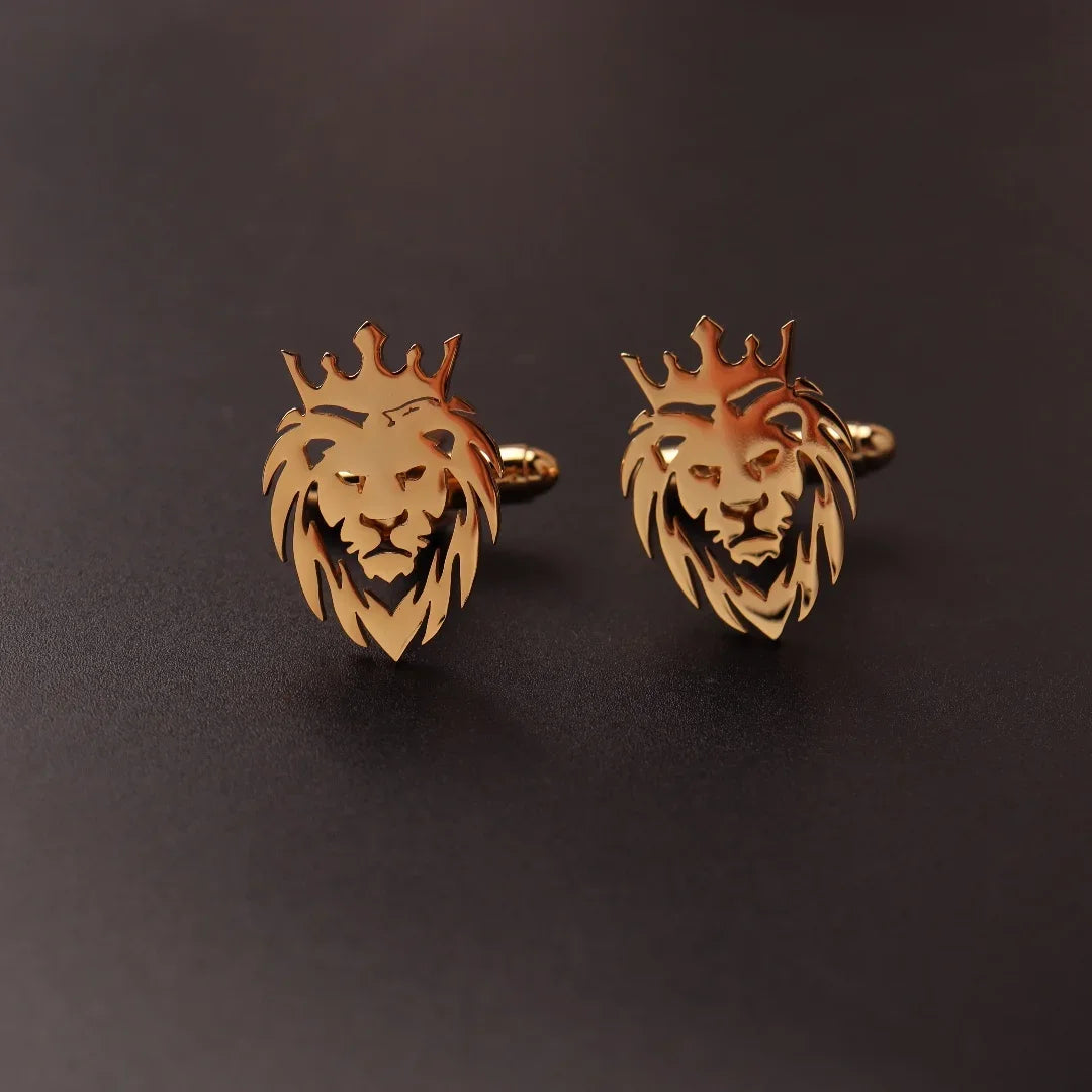 1Pair  Stainless Steel Cufflinks Men  Cuff ButtonLion Eagle Cross Sikh Symbol  For Wedding Shirt Badge Pin Business Shirt Cuffli