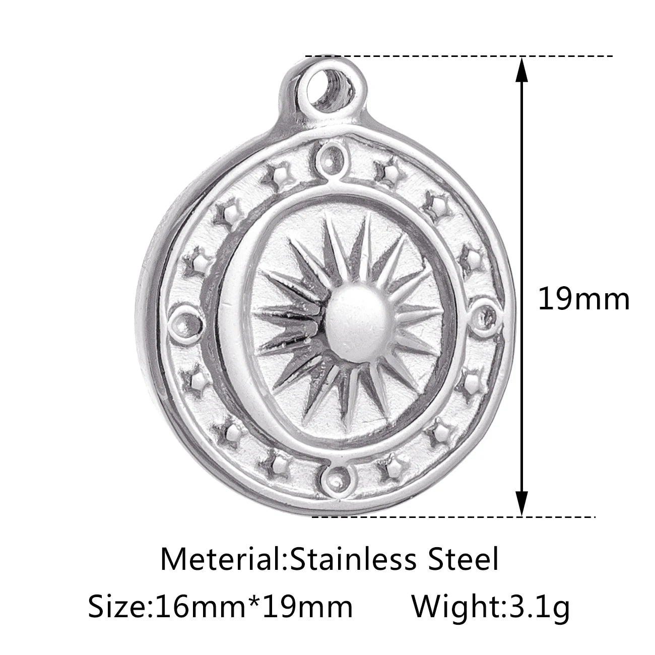 3pcs/Lot Stainless Steel Casting Sunburst Sun Moon Star Charms Pendant For DIY Necklace Bracelet Earrings Jewelry Accessories
