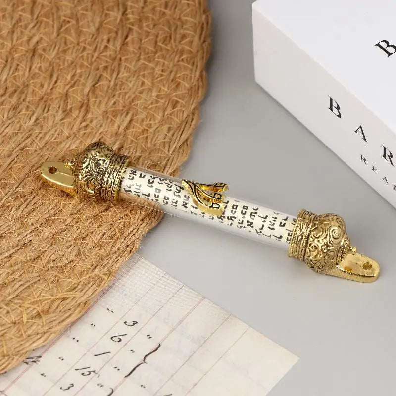 Metal Mezuzah with Scroll - Religious Door Decoration, Blessing Plaque, Retro Case for House & Gift