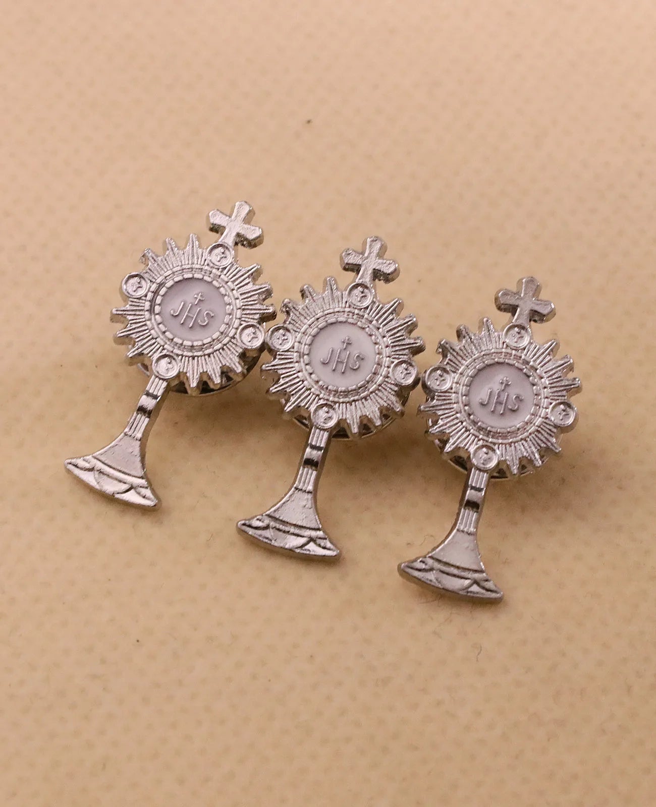 5Pcs Enamel JHS Cross Medal Brooches Catholic First Communion Chalice Jesus Grail Lapel Pin Breastpin Jewelry Accessories