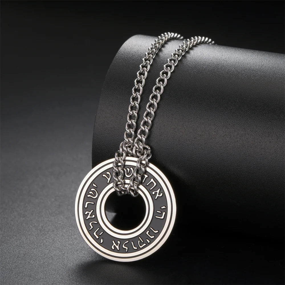 My Shape Hebrew Prayer Necklaces Shema Israel Blessing Stainless Steel Pendant Necklace Star of David Jewish Jewelry Wholesale