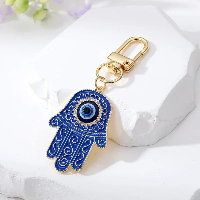 Turkish Blue Evil Eye Keychain Luckly Owl Elephant Butterfly Tortoise Charms With Key Holder Handbag Decorations For Women Men