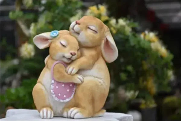 Pastoral Simulation Animal Resin Rabbit Couple Ornament Outdoor Garden Balcony Figurines Crafts Courtyard Accessories Decoration