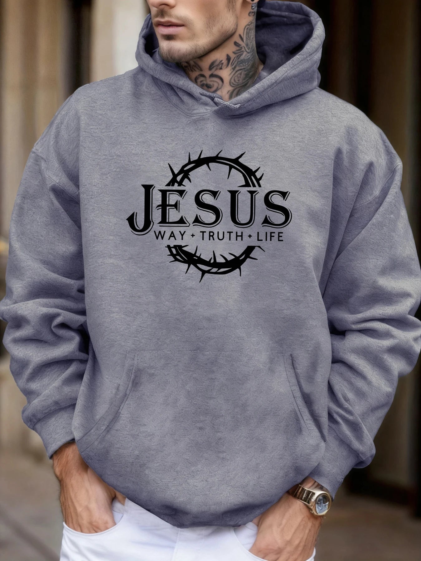 Jesus Way Truth Life Printing Men Jogging Hoodie Multicolor Loose Hoody Autumn Fleece Streetwear Hip Hop Pocket Man Hoodies