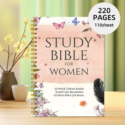 A4 Bible Study Journal for Women 220 Pages 52 Week Guided Scripture Devotional Christian Prayer Notebook Gift