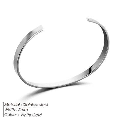 ELANDIS Stainless Steel Open Bangle Minimalist Men's Jewelry Fashion Platinum Bracelet Popular Couple Holiday Gift